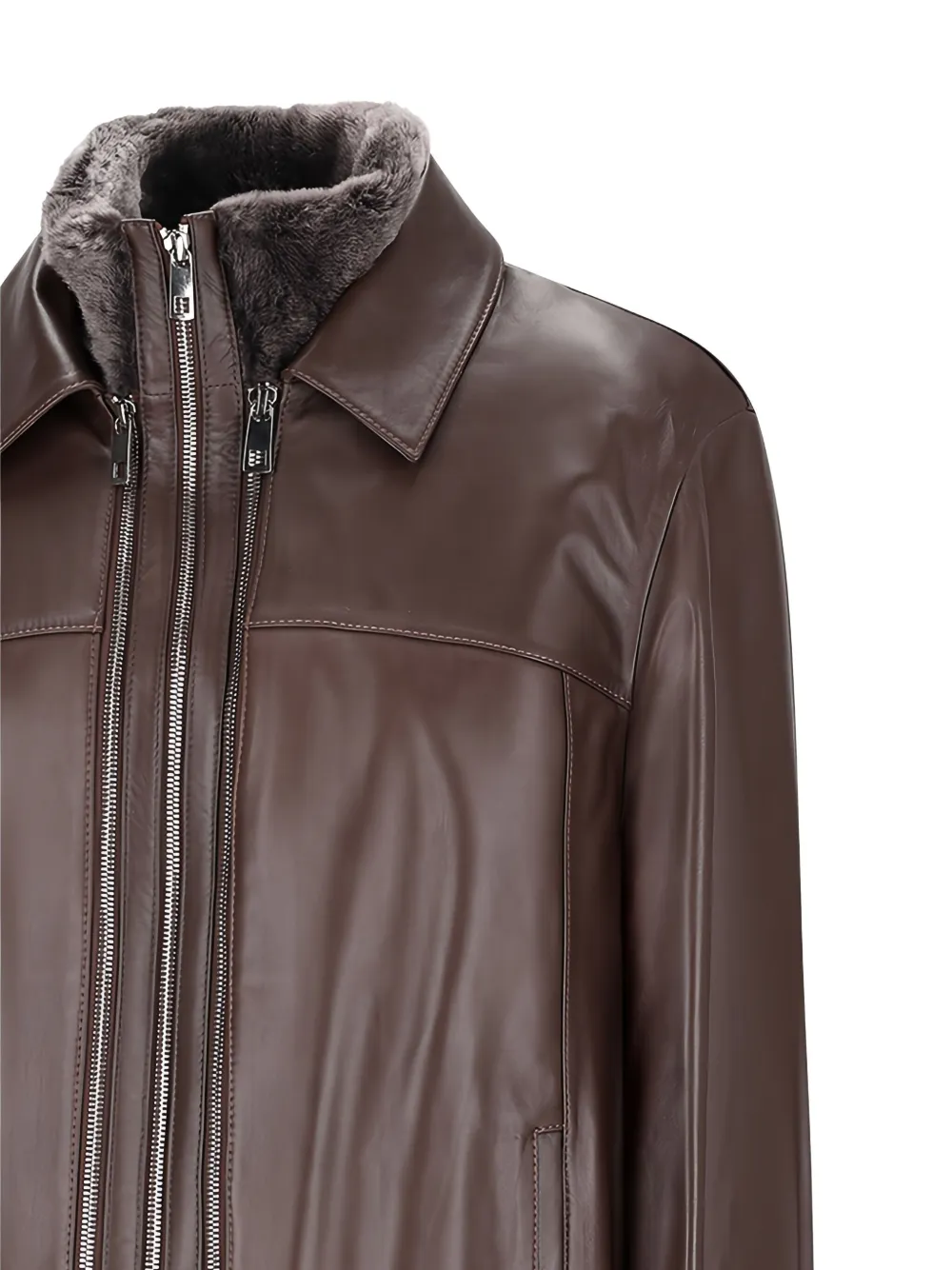 Desa 1972 Leren jack met afneembare bodywarmer Bruin