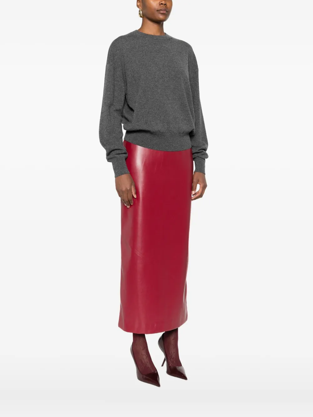 Saint Laurent Round-neck Sweater In Gray