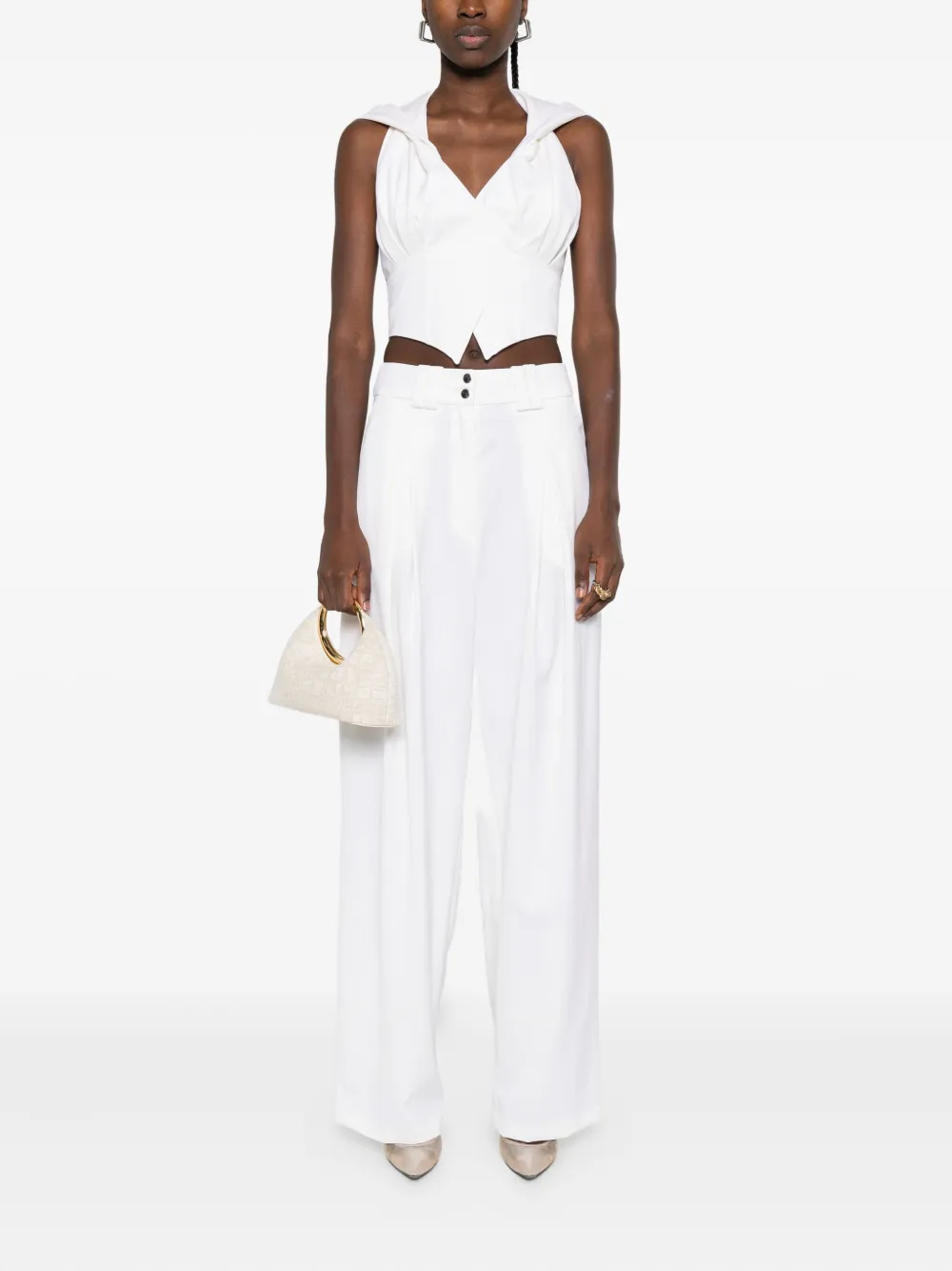 Vestiaire D'un Oiseau Libre Hooded Corset Vest In White
