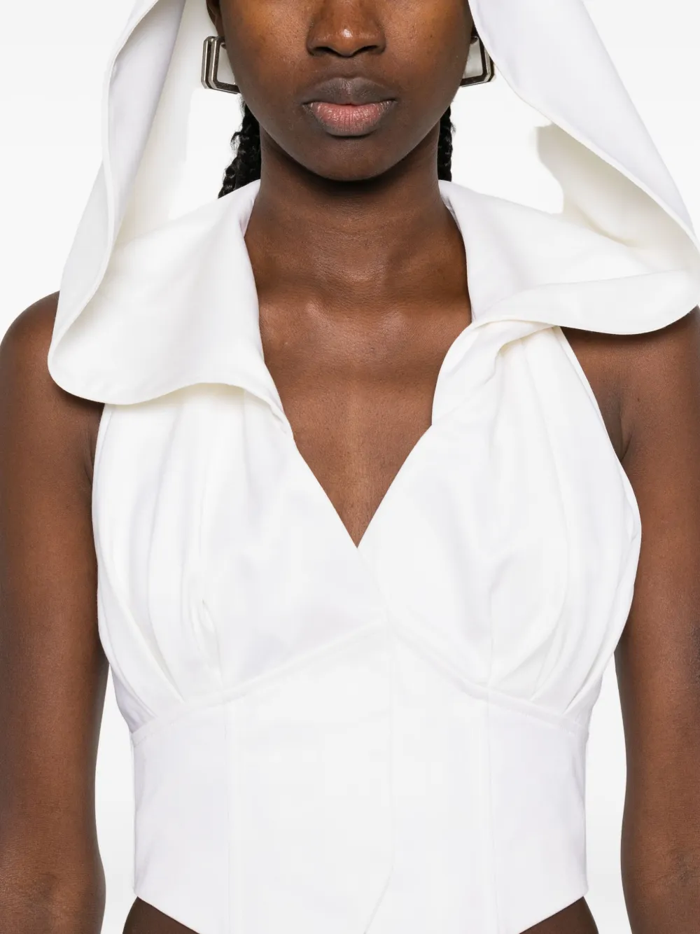 Vestiaire D'un Oiseau Libre Hooded Corset Vest In White