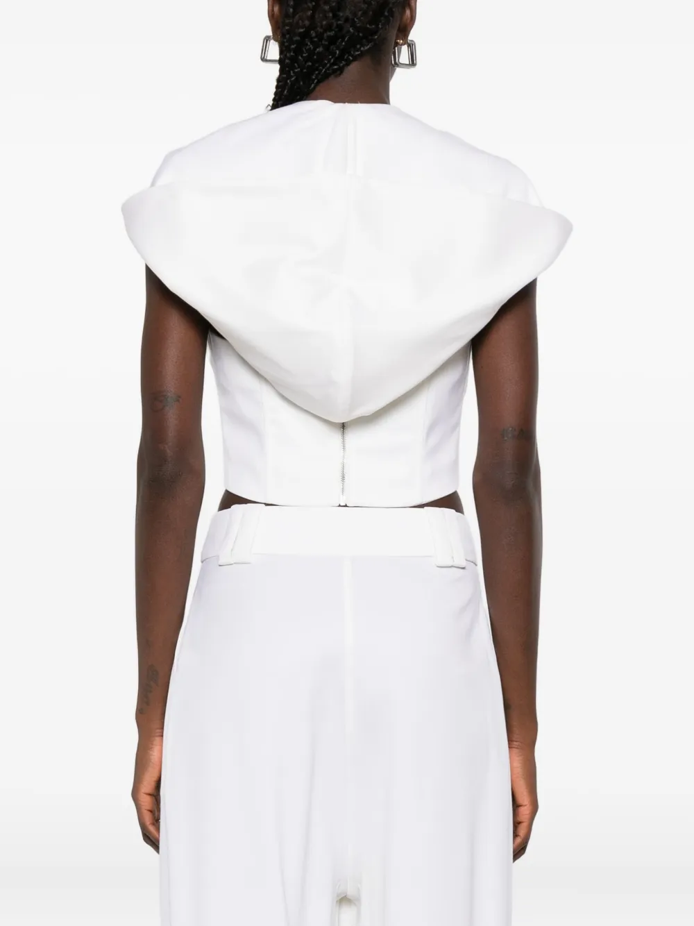 Vestiaire D'un Oiseau Libre Hooded Corset Vest In White