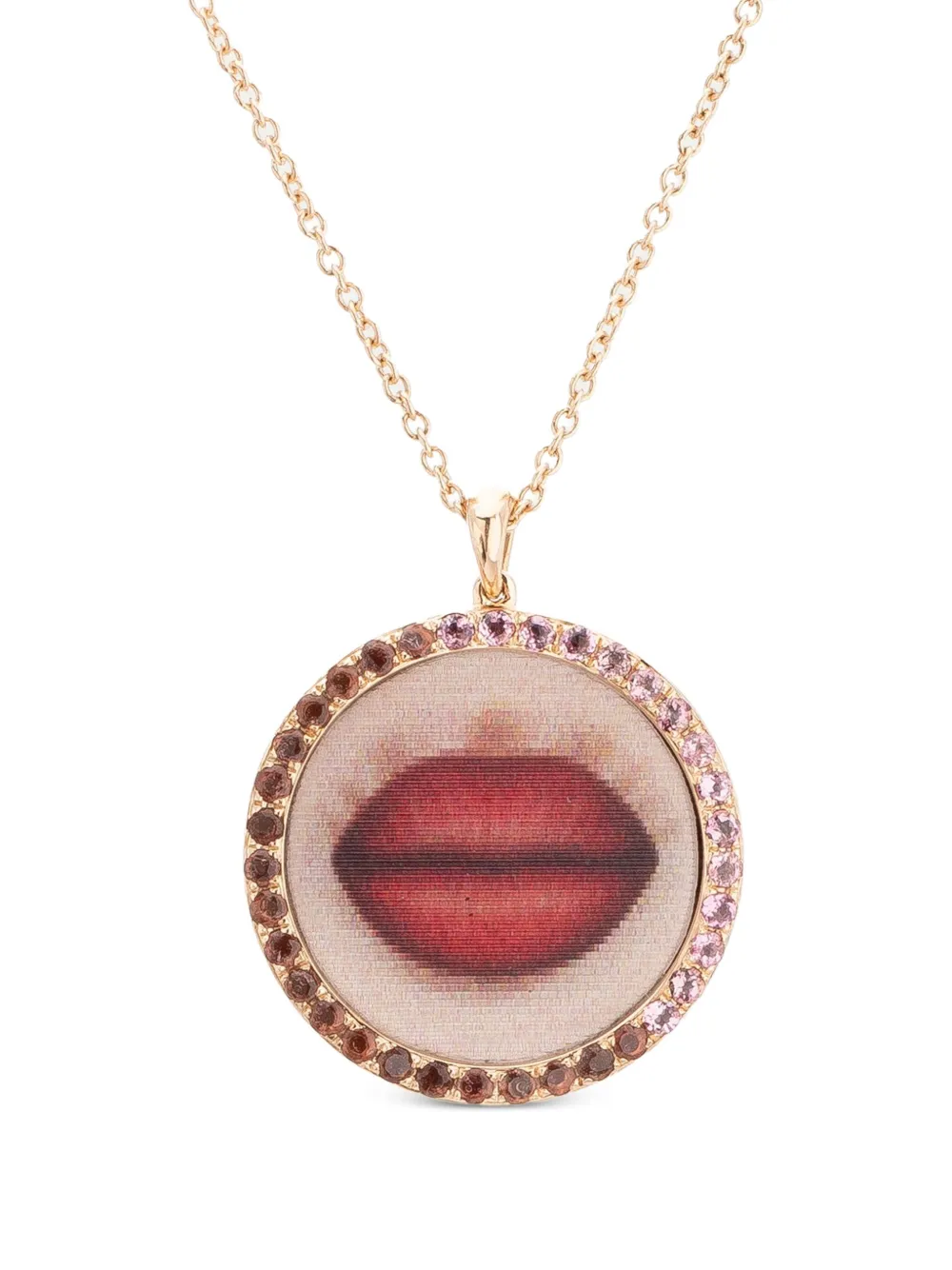  Francesca Villa 18k Rose Gold Sapphire Lips Necklace - Pink 