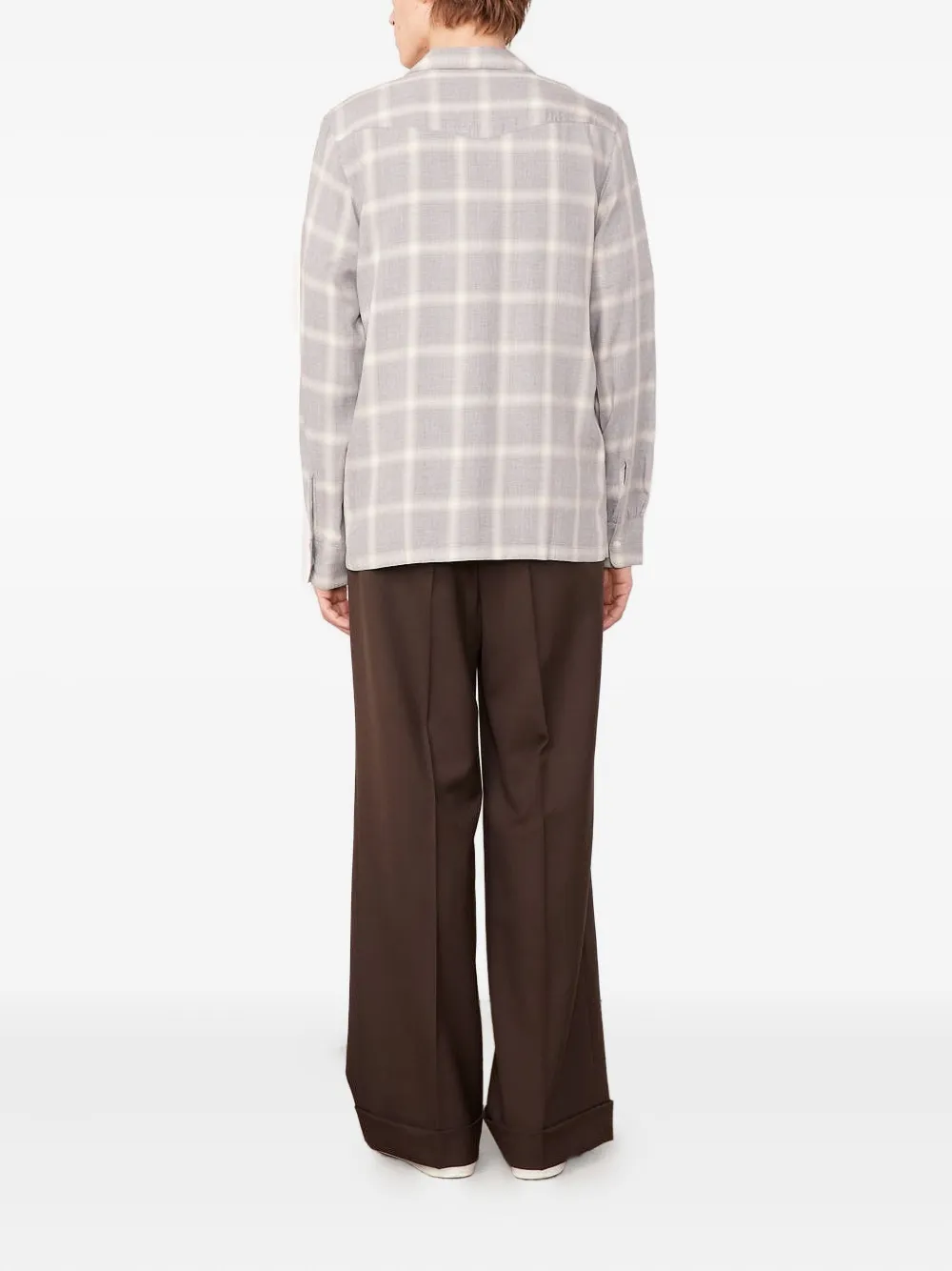 Officine Generale Eren geruit overhemd met campkraag Grijs