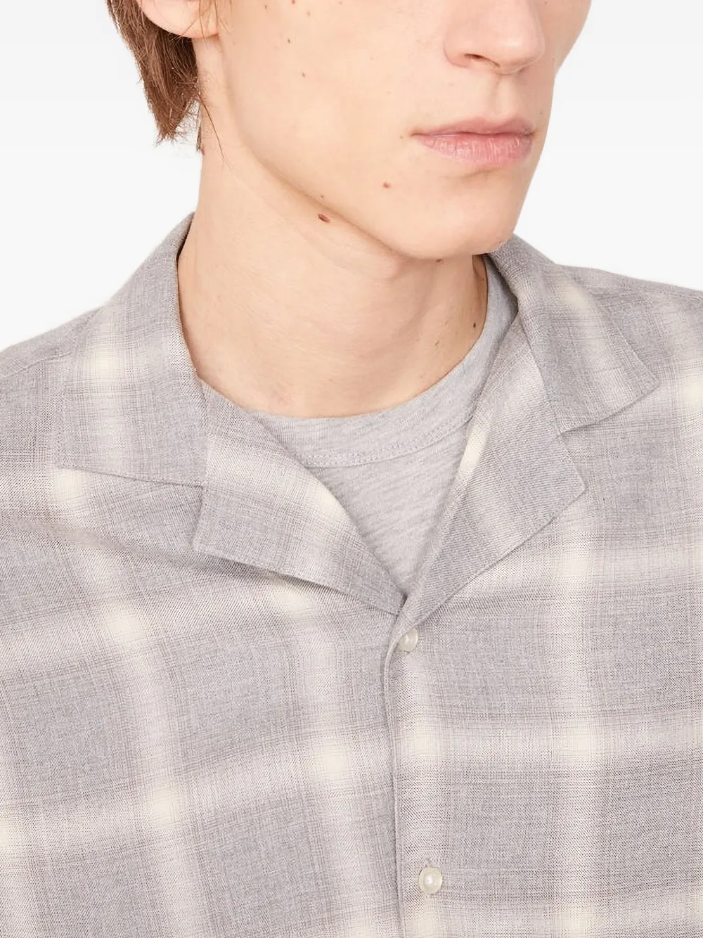 Officine Generale Eren geruit overhemd met campkraag Grijs