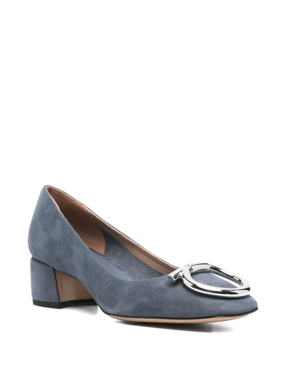 Ferragamo 40mm logo-buckle block-heel pumps Blue