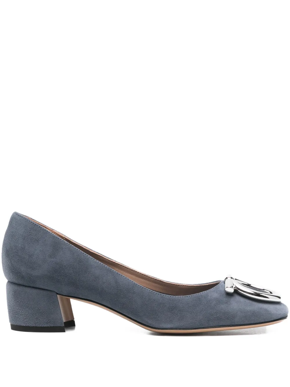 Ferragamo 40mm logo-buckle block-heel pumps Blue