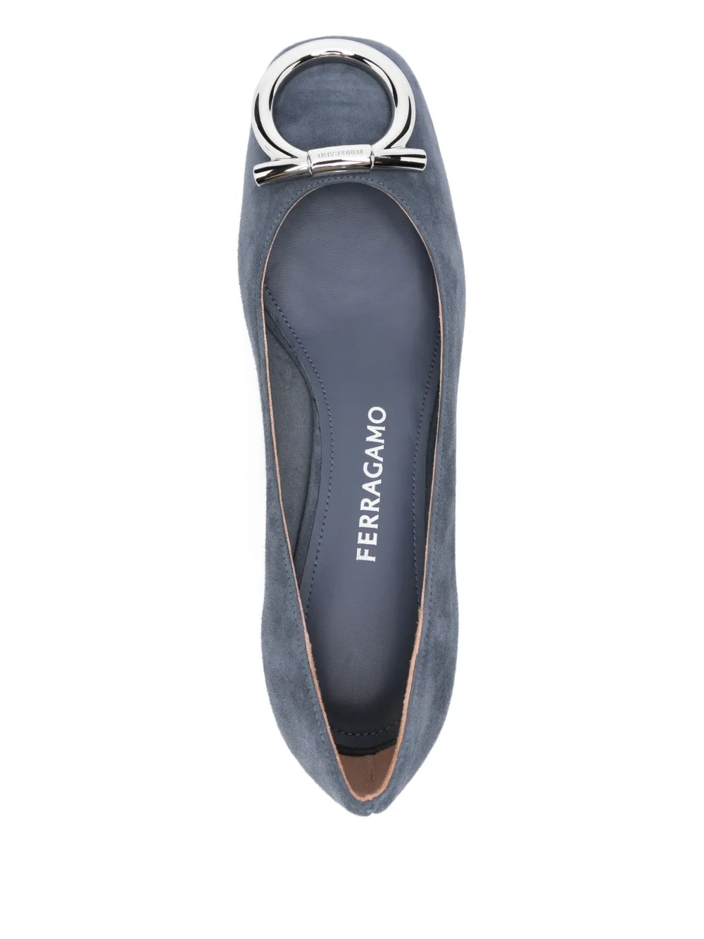 Ferragamo 40mm logo-buckle block-heel pumps Blue