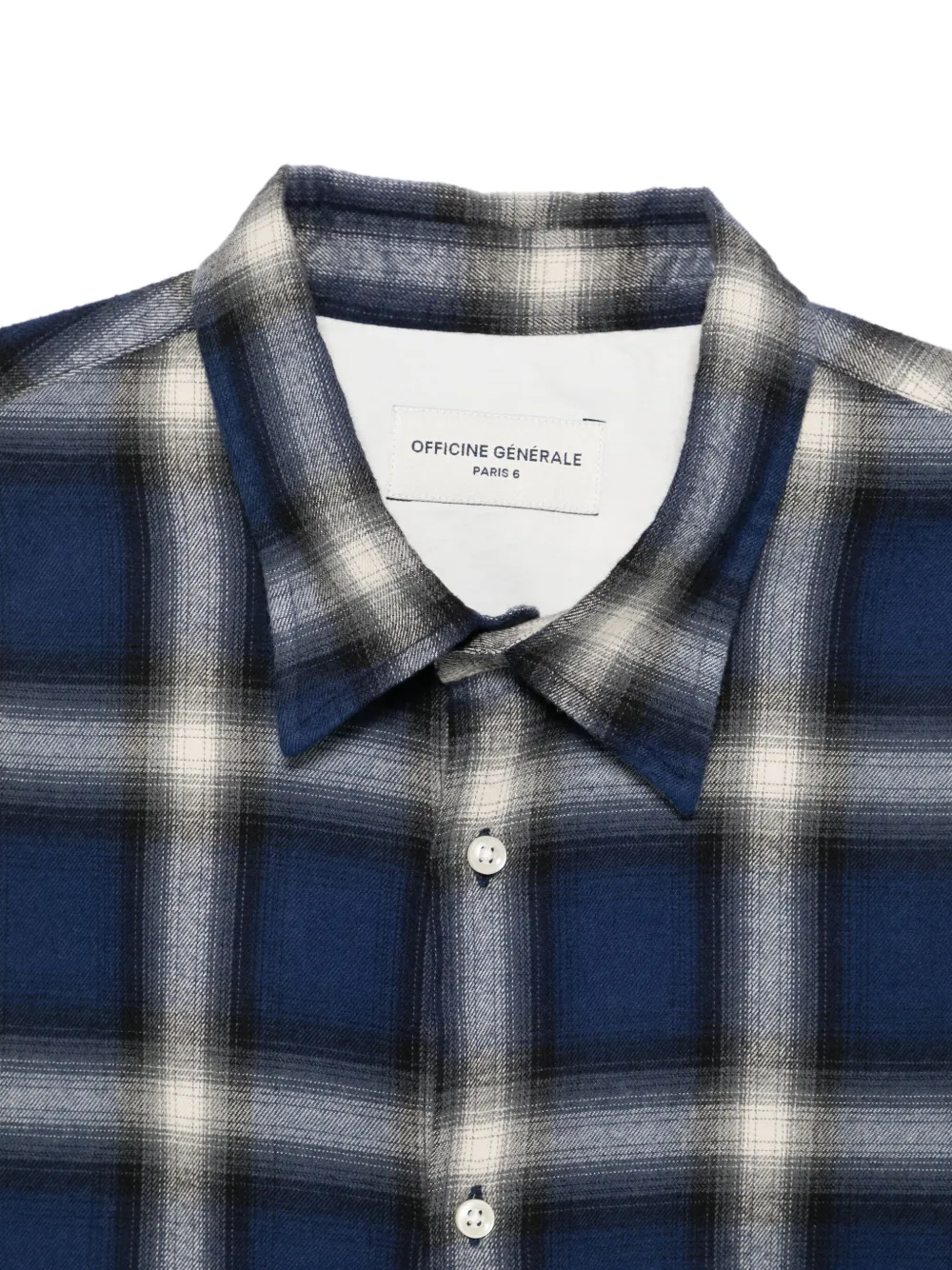 Officine Generale Giacomo geruit overhemd Blauw