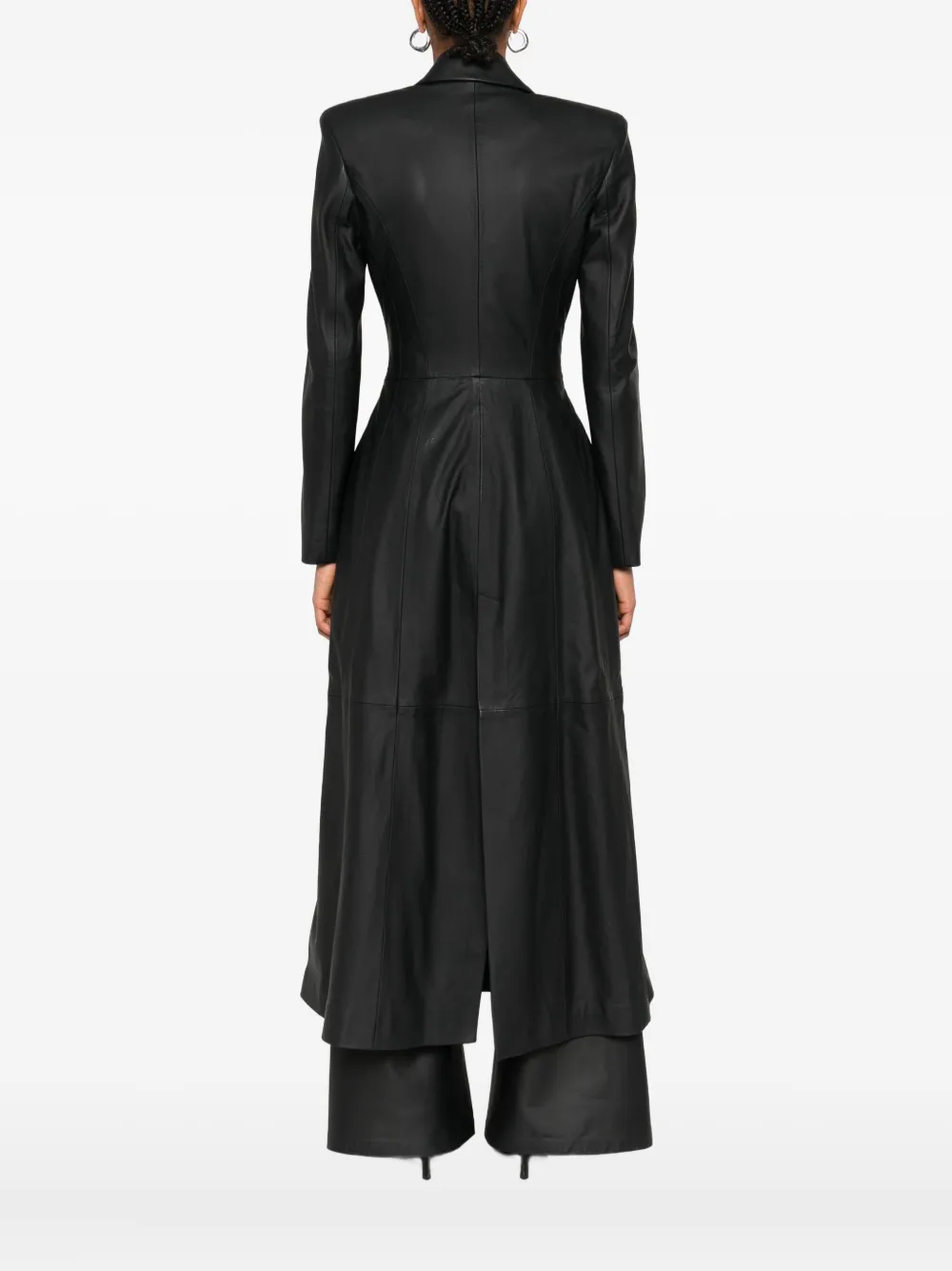Vestiaire D'un Oiseau Libre Leather Maxi Coat In Black