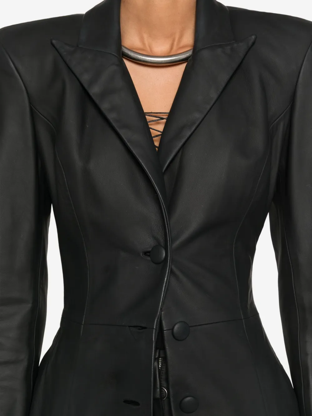 Vestiaire D'un Oiseau Libre Leather Maxi Coat In Black