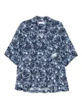 Alexander McQueen feather-print short-sleeve shirt - Blue