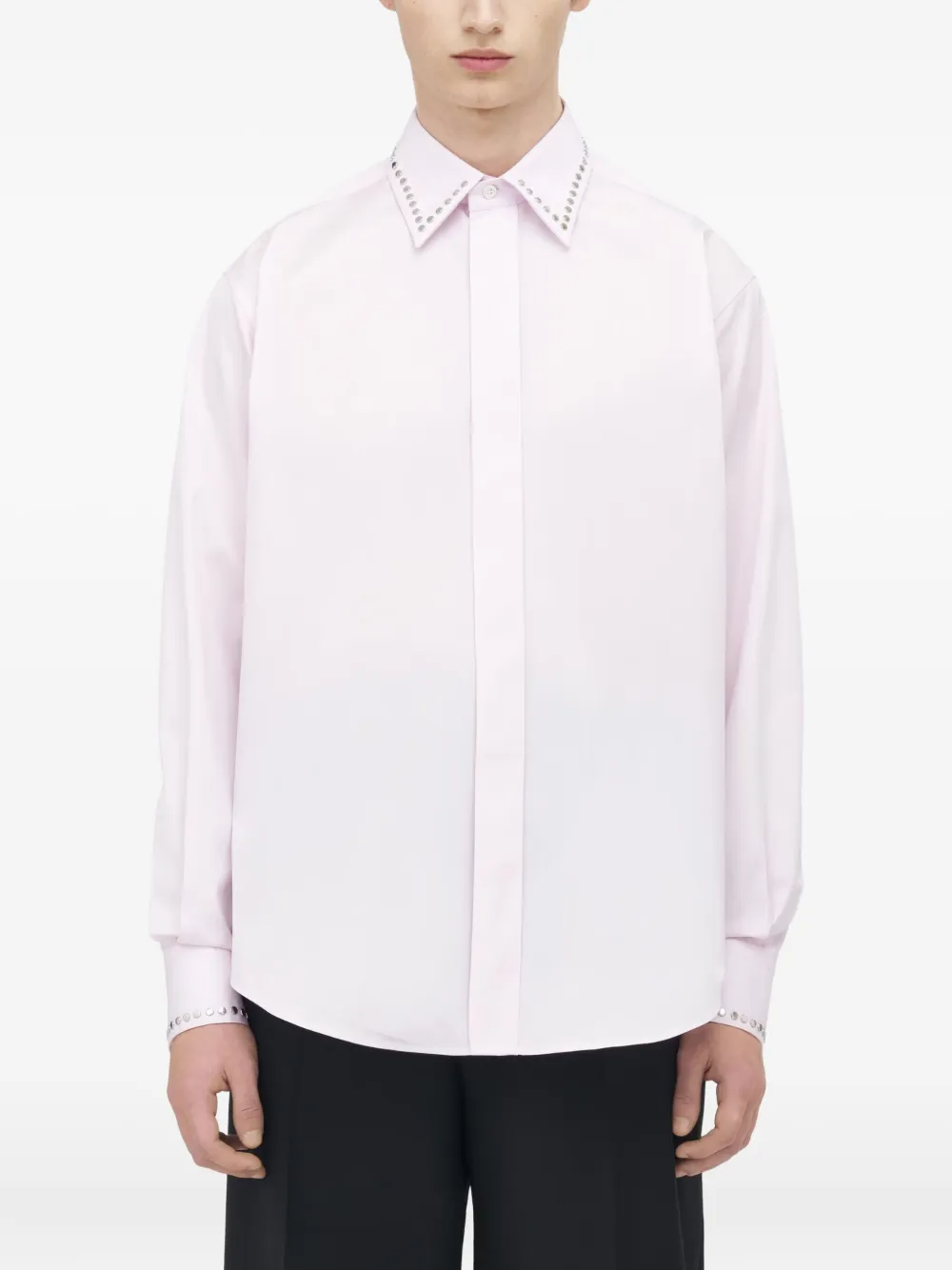 Alexander McQueen embellished-collar cotton shirt Roze