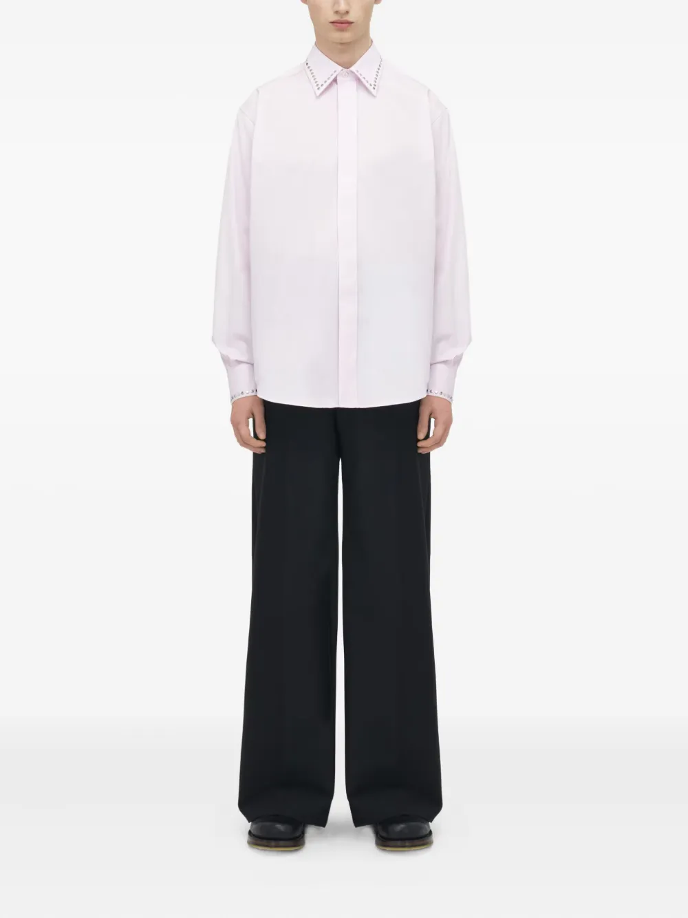 Alexander McQueen embellished-collar cotton shirt - Roze