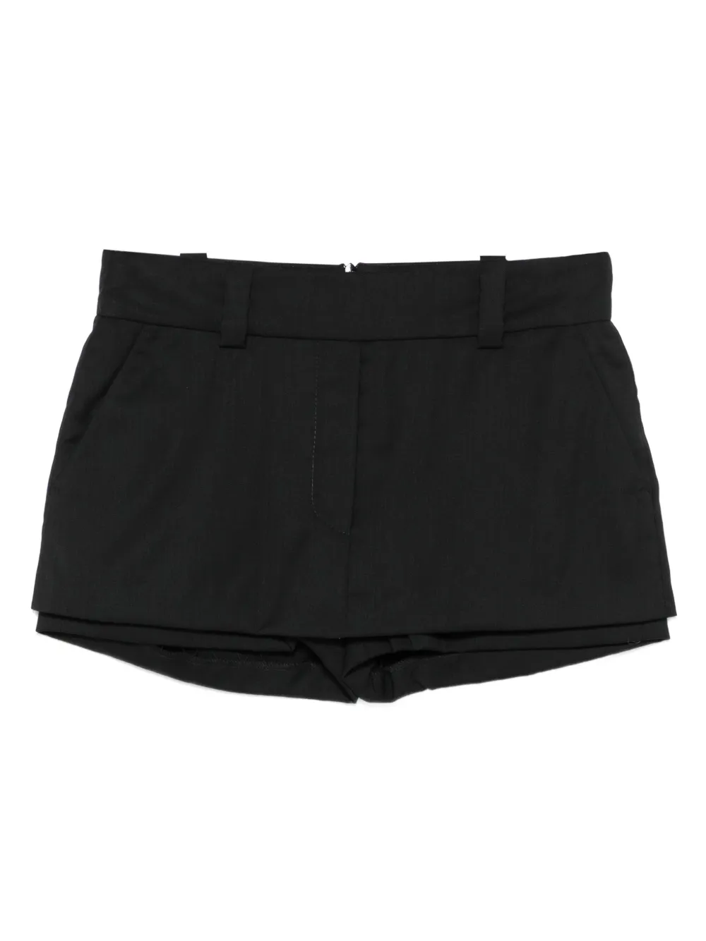 Vestiaire D'un Oiseau Libre Layered Wool Shorts In Black