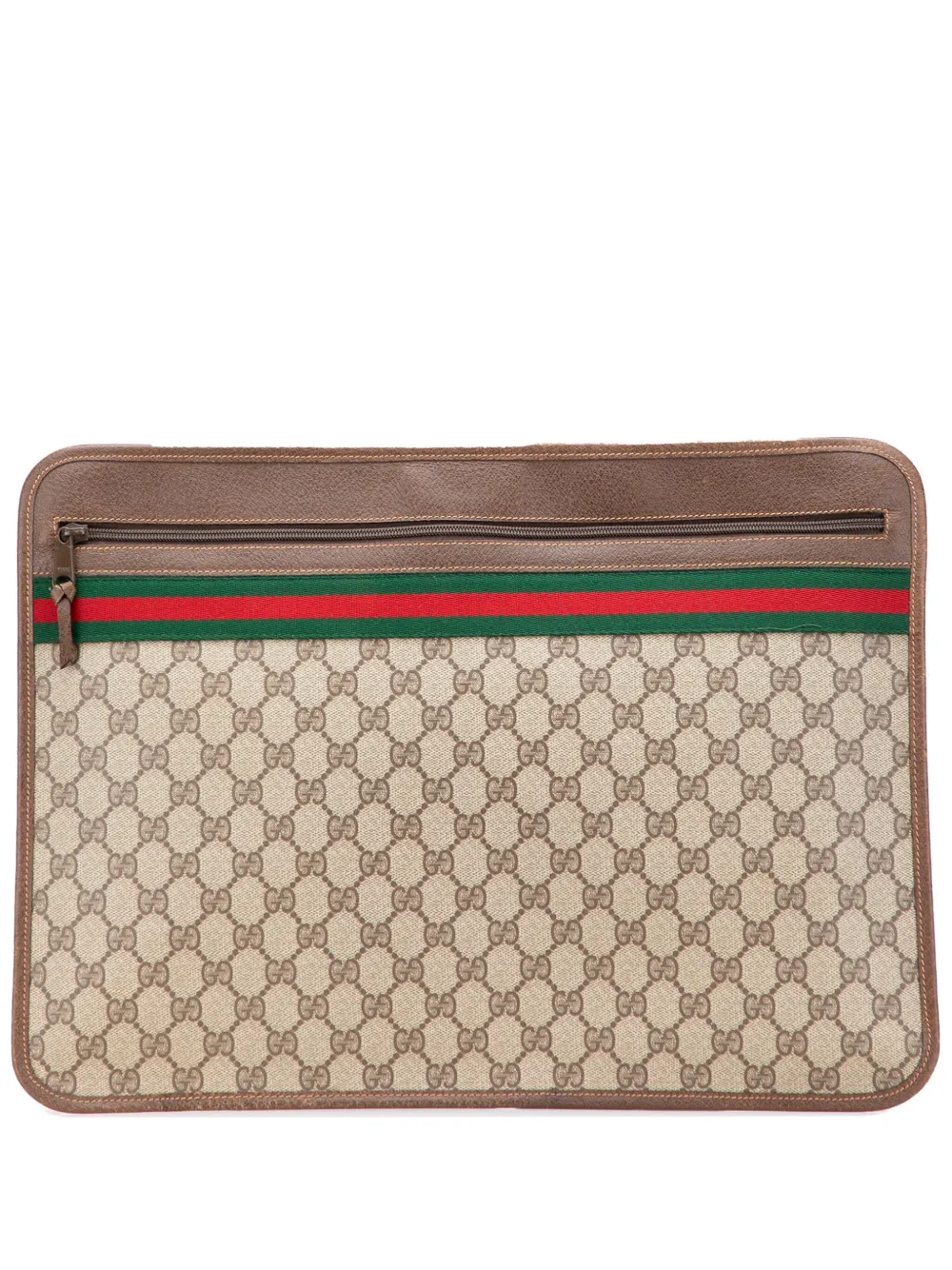 Gucci Pre-Owned 20th Century GGスプリーム ウェブ クラッチバッグ - ブラウン Gucci Pre-Owned 20th Century GGスプリーム ウェブ クラッチバッグ - ブラウン