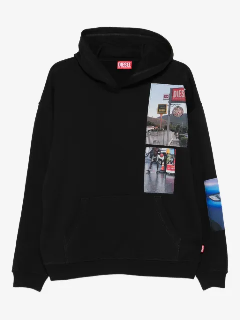 Diesel patchwork-print hoodie