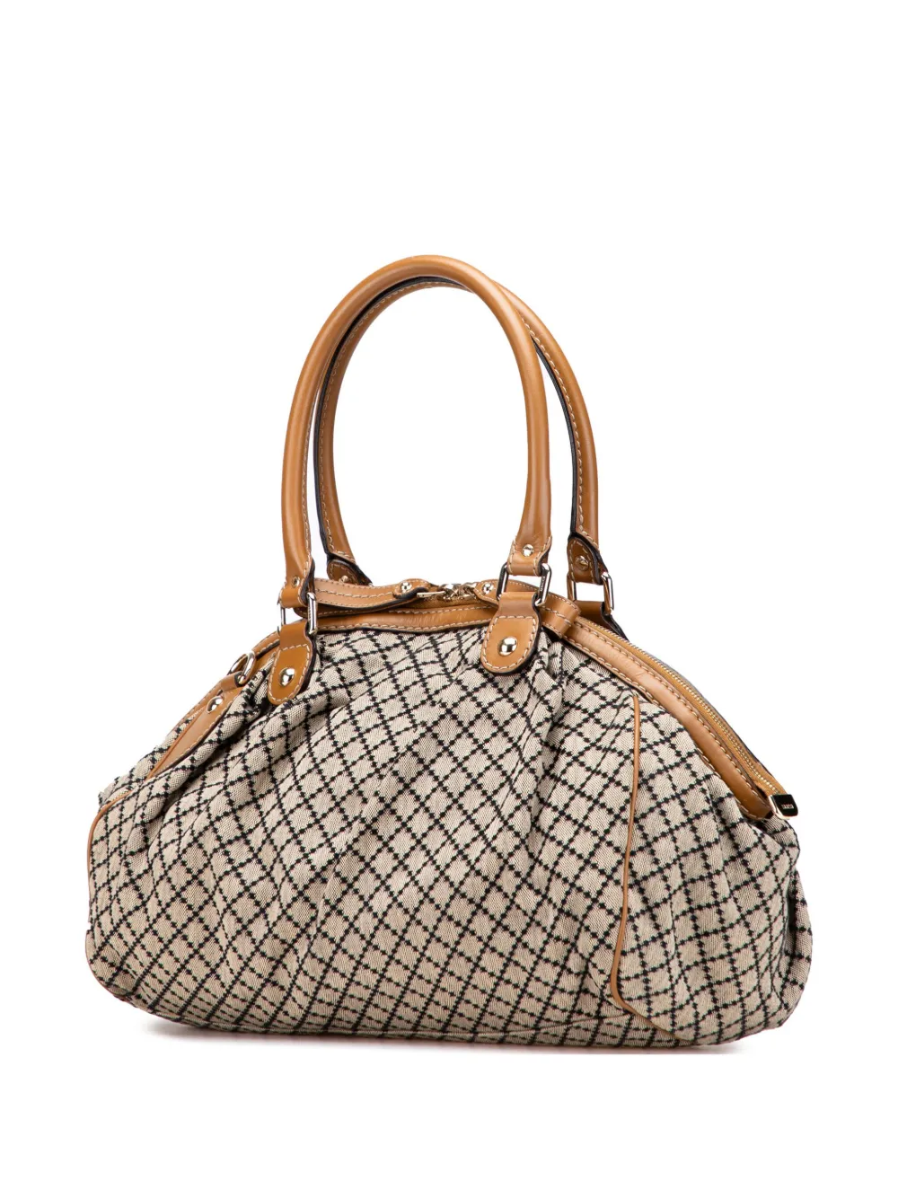 Pre-owned Gucci 2016-2025 Diamante Canvas Sukey Satchel In Brown