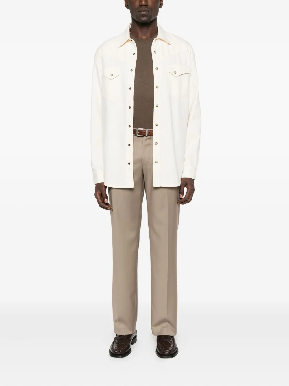 Lardini Overhemd met knopen en zak Beige