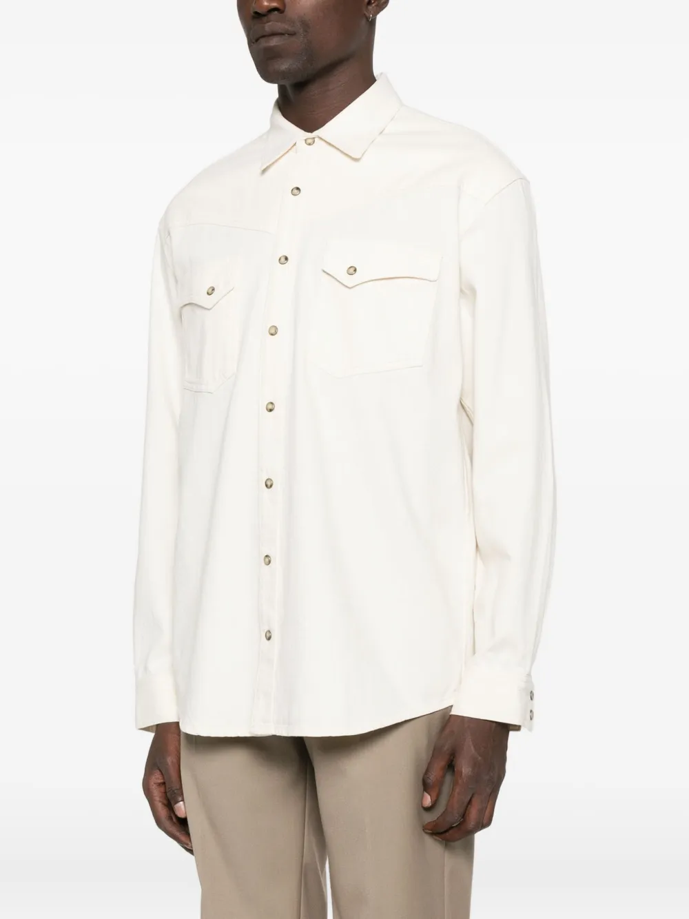 Lardini Overhemd met knopen en zak Beige