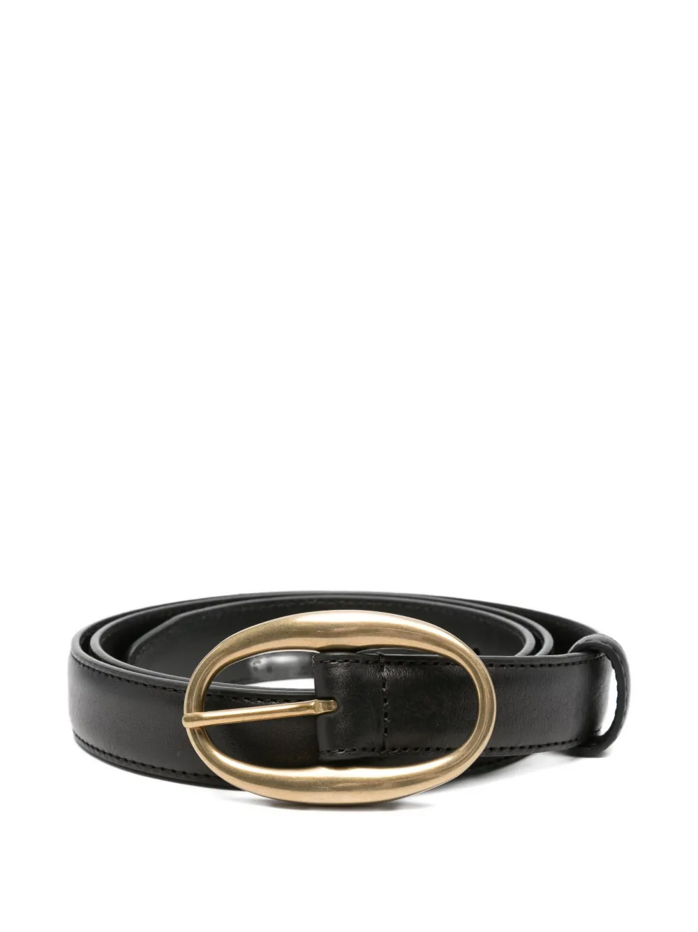 Lardini oval-buckle leather belt Zwart