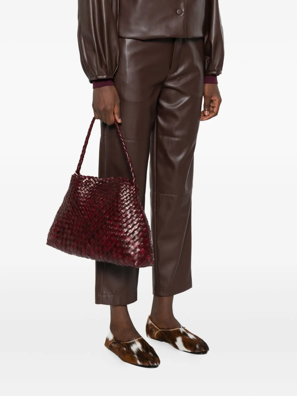 Dragon Diffusion Woven-leather Tote Bag In Red