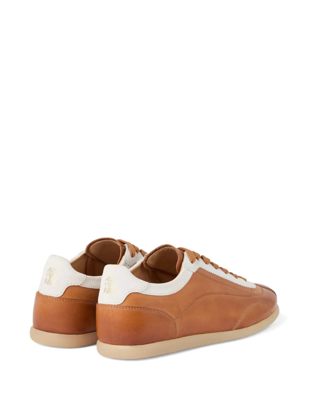 Brunello Cucinelli calfskin contrast-panel sneakers Brown