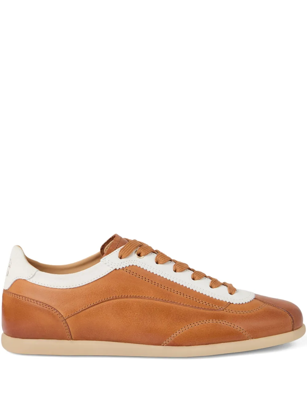 Brunello Cucinelli calfskin contrast-panel sneakers Brown