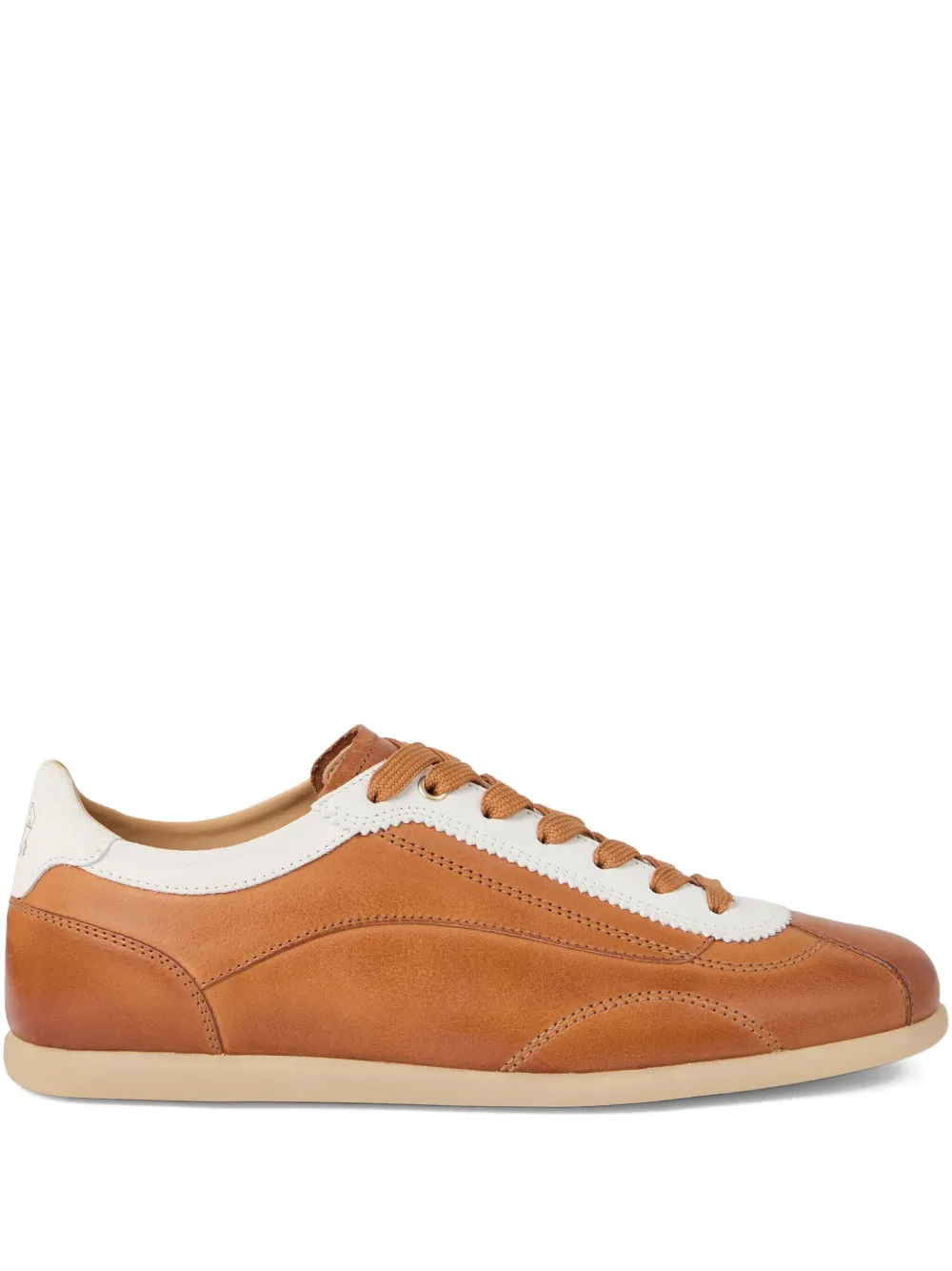 Brunello Cucinelli calfskin contrast-panel sneakers Brown