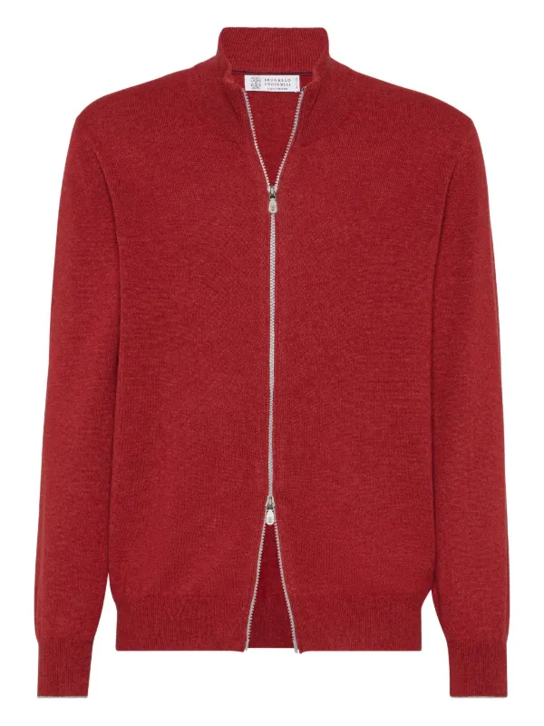 Brunello Cucinelli ジップアップ ハイネック カーディガン | レッド