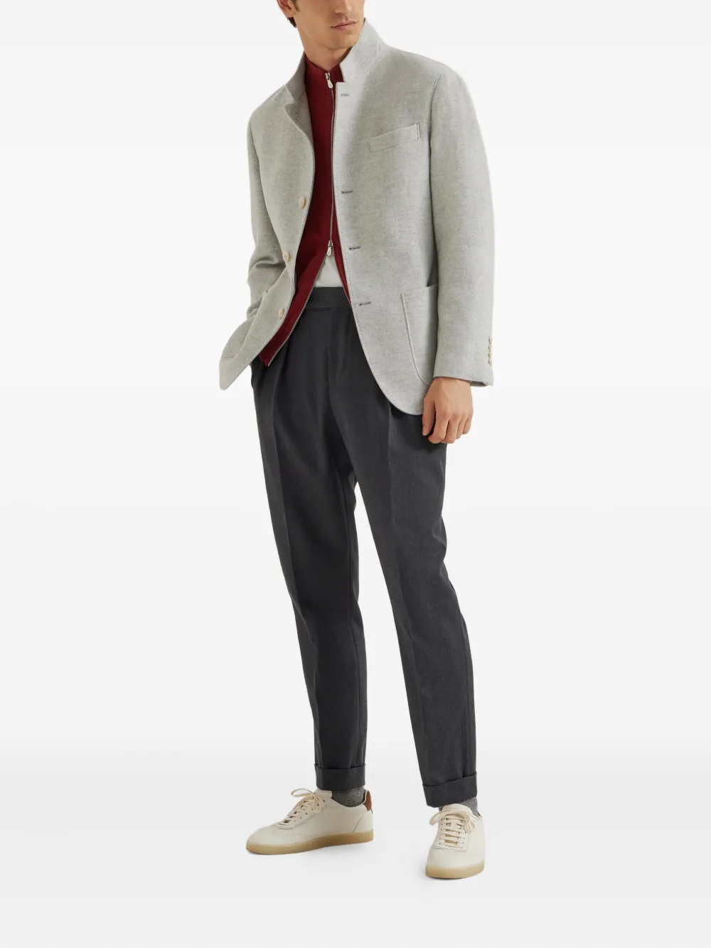 Brunello Cucinelli Vest met hoge hals en rits Rood