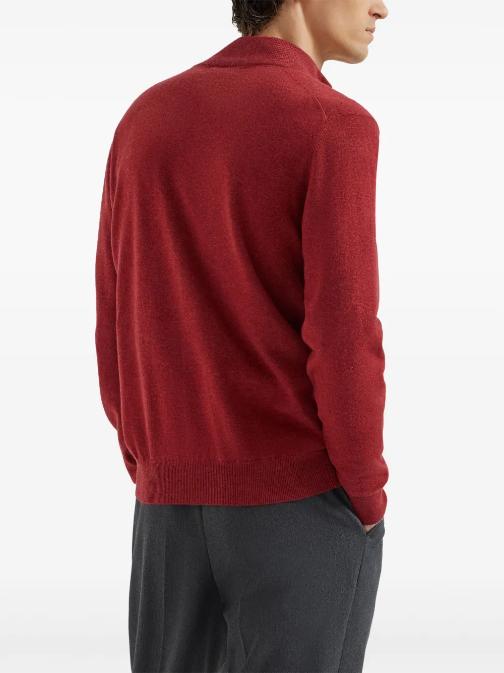 Brunello Cucinelli Vest met hoge hals en rits Rood