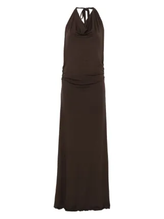 Gimaguas Halterneck Dress | Brown | FARFETCH