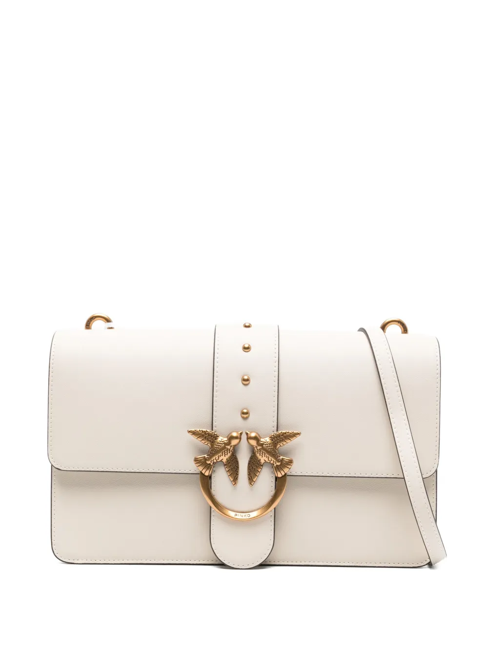 PINKO Kleine Love One Classic leren crossbodytas Wit