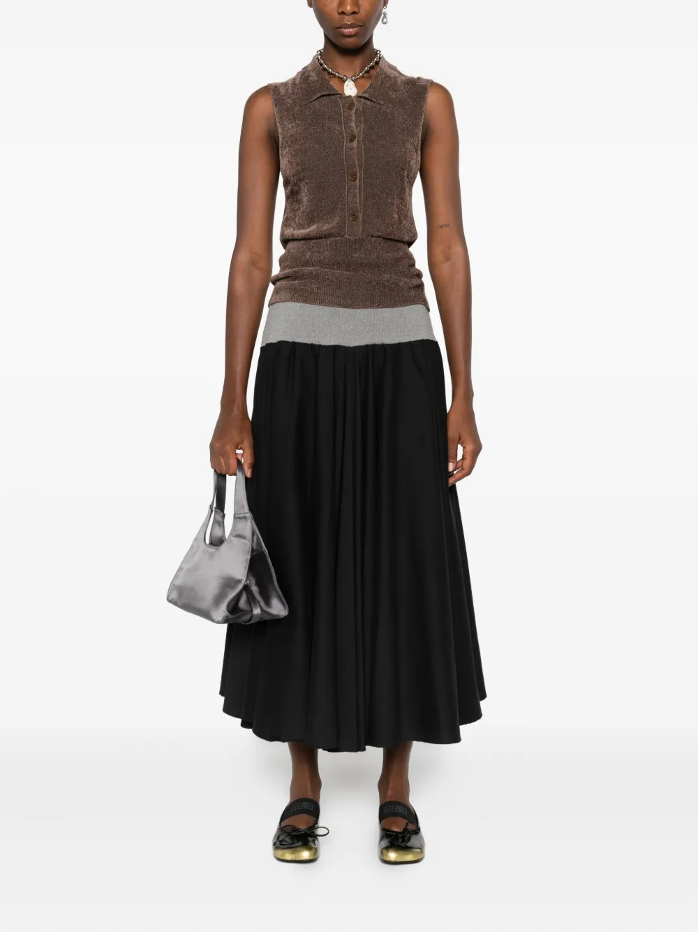 Gimaguas two-tone flared-hem midi skirt - Zwart