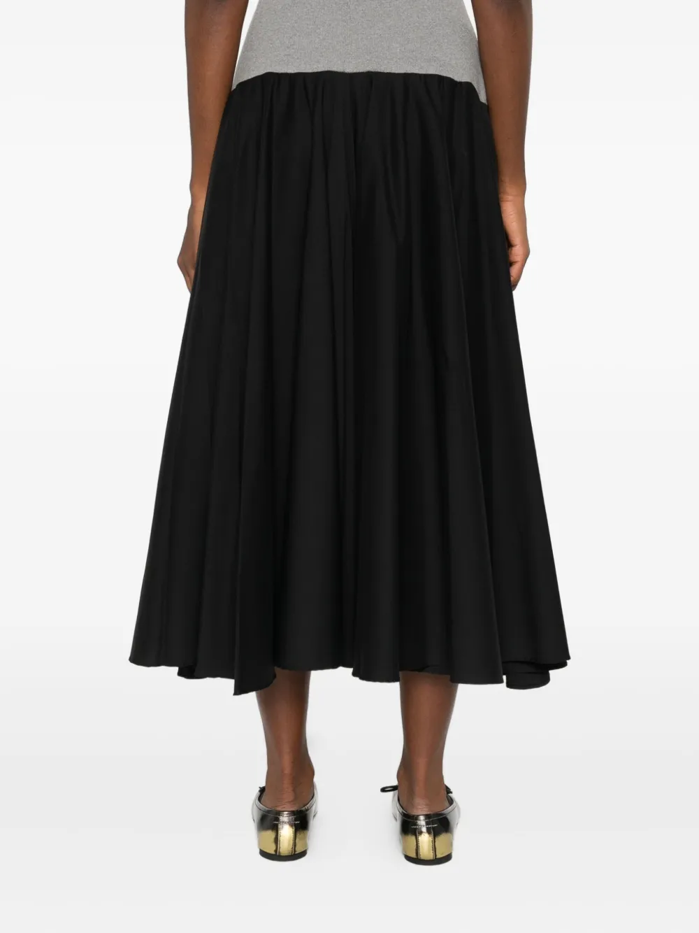 Gimaguas Two-tone Flared-hem Midi Skirt In Black