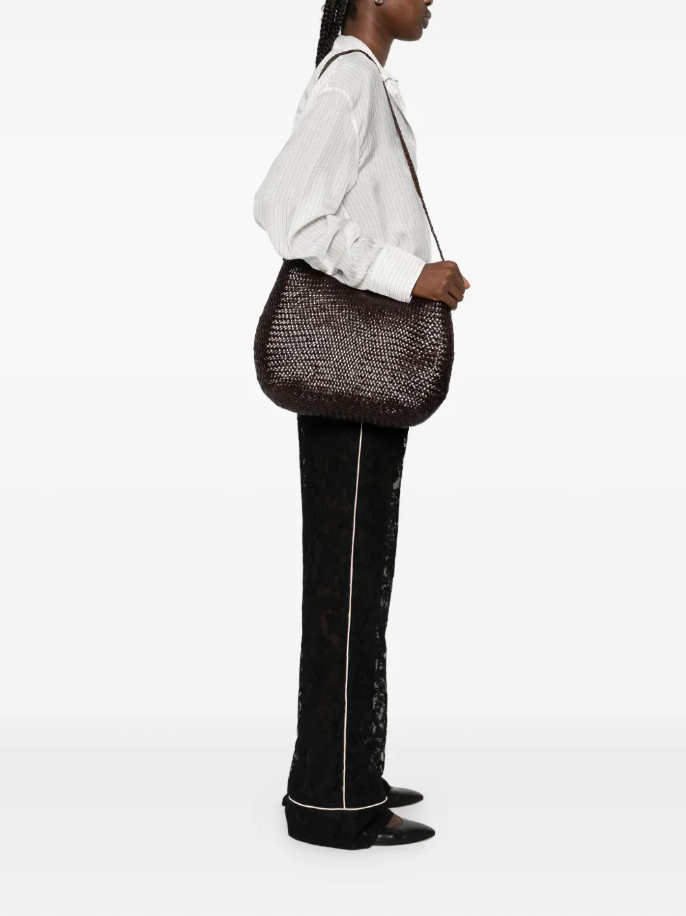 DRAGON DIFFUSION Santa Marta woven-leather shoulder bag - Bruin