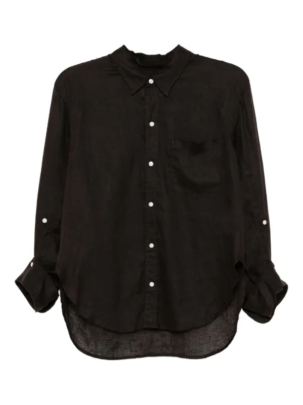 Citizens of Humanity Kayla Shrunken Linen Shirt in Brown