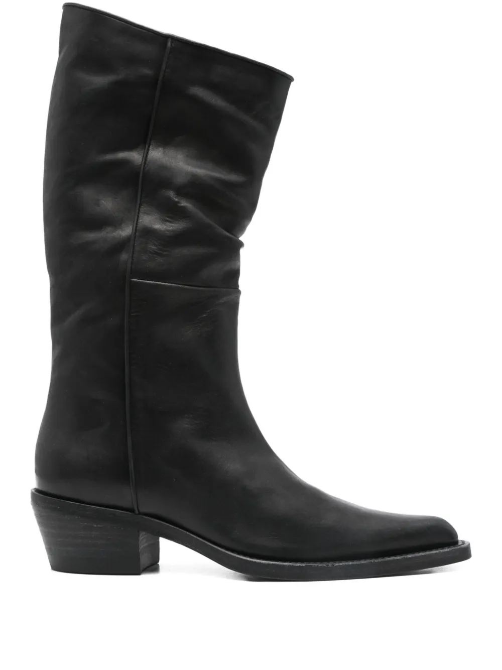Khaite 45mm Leather Pointed-toe Boots In Black