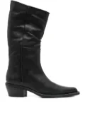 KHAITE 45mm leather pointed-toe boots - Black