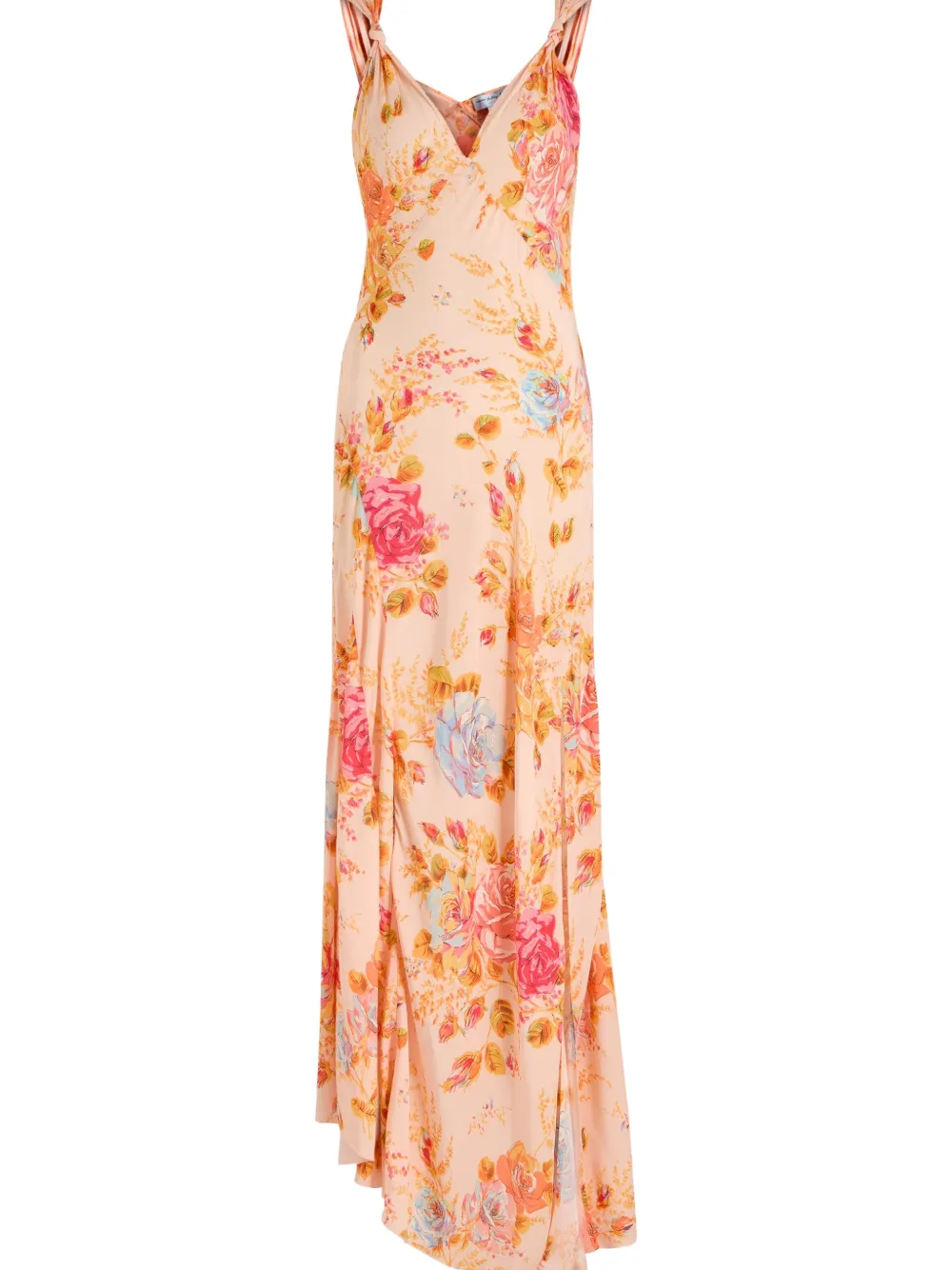 NEVER FULLY DRESSED Floral Sofia V-neck asymmetric dress - Beige
