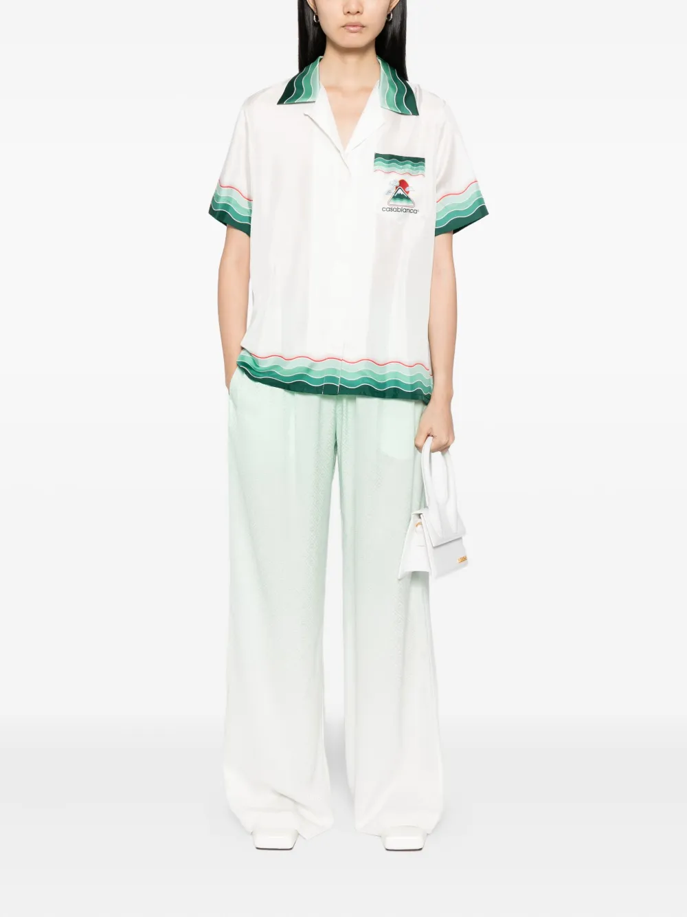 Casablanca Broek met jacquard - Groen