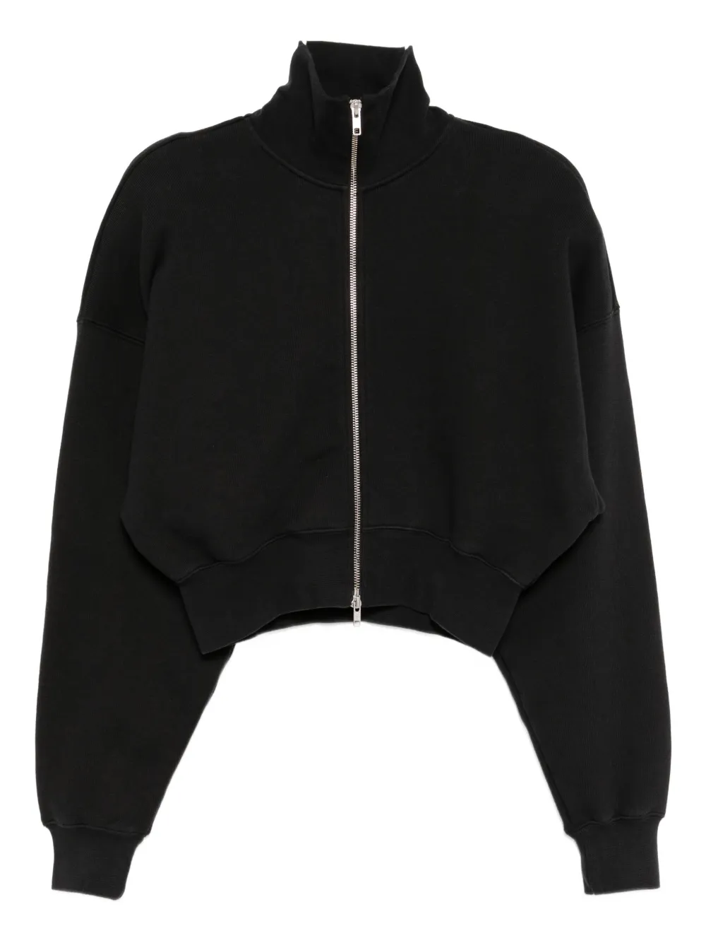 Agolde Darby Funnel Neck Zip Front Sweatshirt In Black