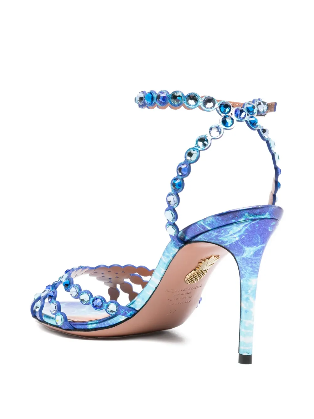 Aquazzura 85 mm Tequila stiletto sandalen verfraaid met kristallen Blauw