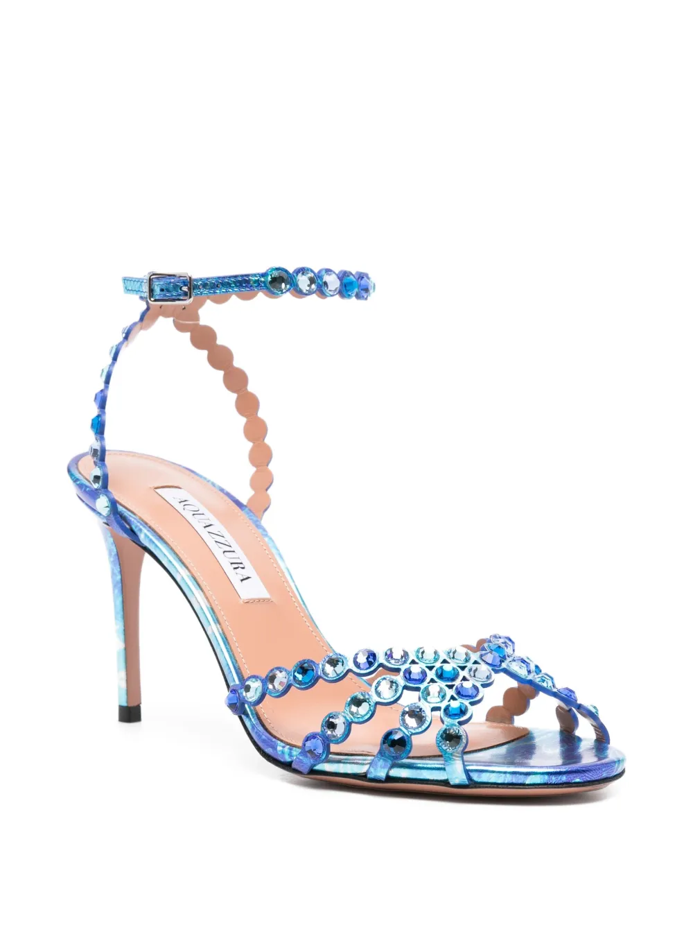 Aquazzura 85 mm Tequila stiletto sandalen verfraaid met kristallen Blauw