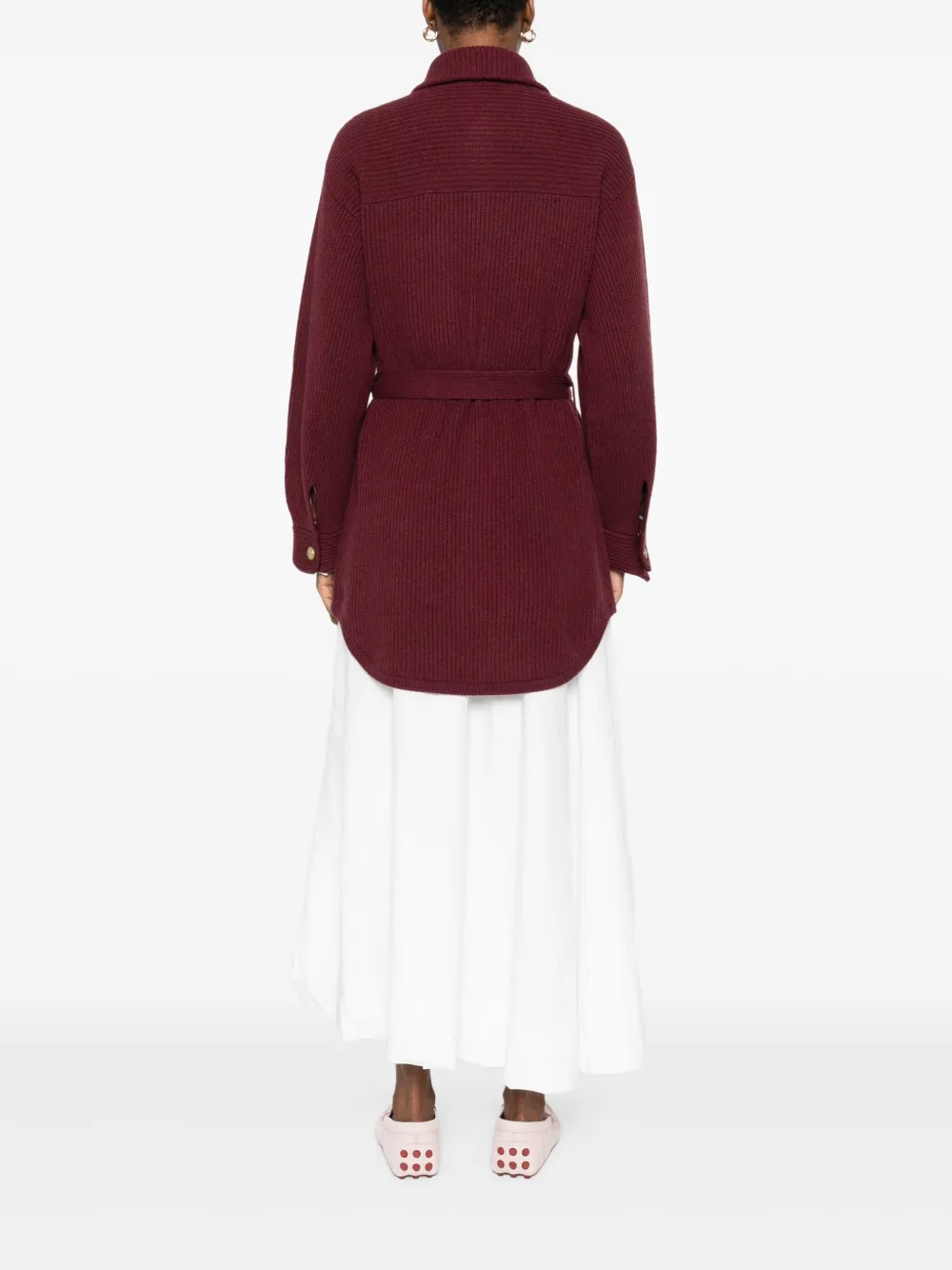 Brunello Cucinelli Vest met knopen en ceintuur Rood