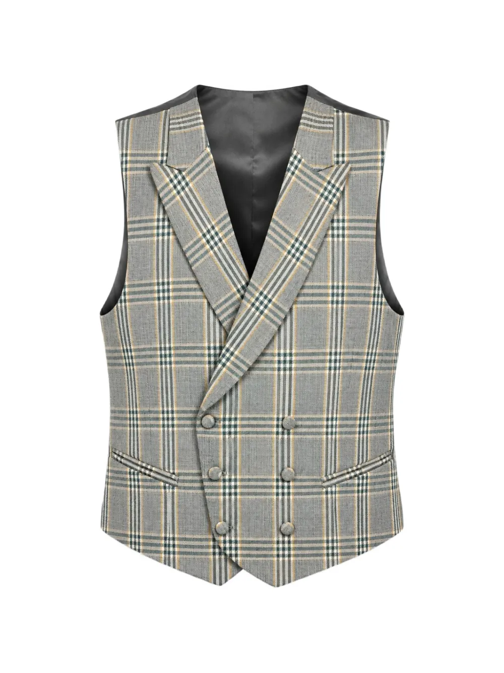 ETIEM TEXTIL S.L. check-pattern double-breasted waistcoat - Grau
