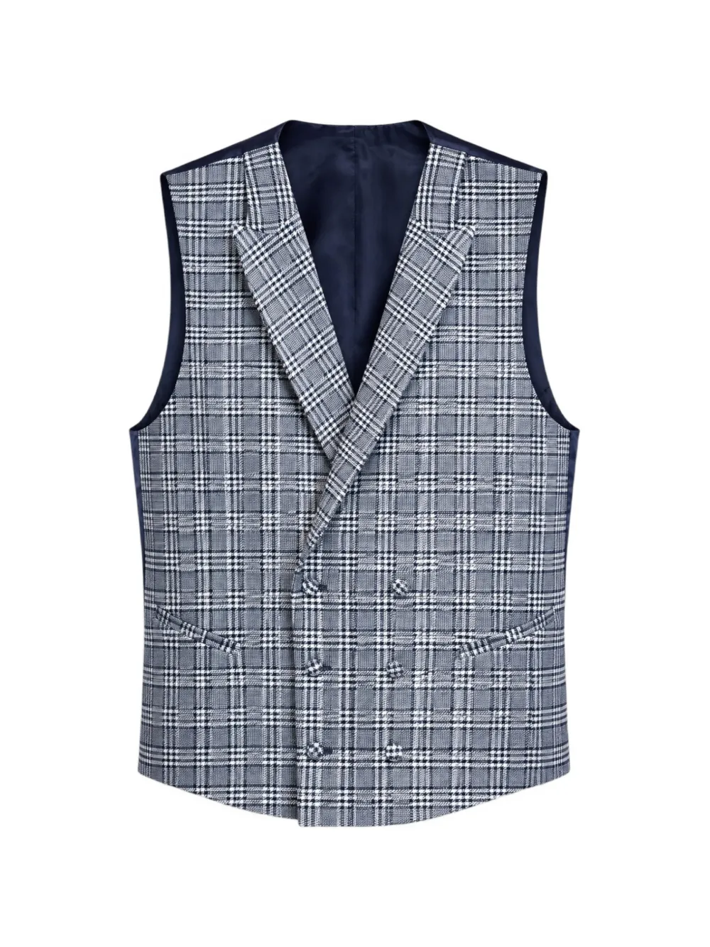 ETIEM TEXTIL S.L. check-pattern double-breasted waistcoat - Blue