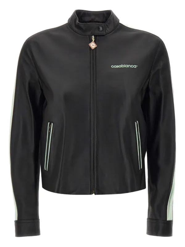 Casablanca Leather Racer Jacket in Black