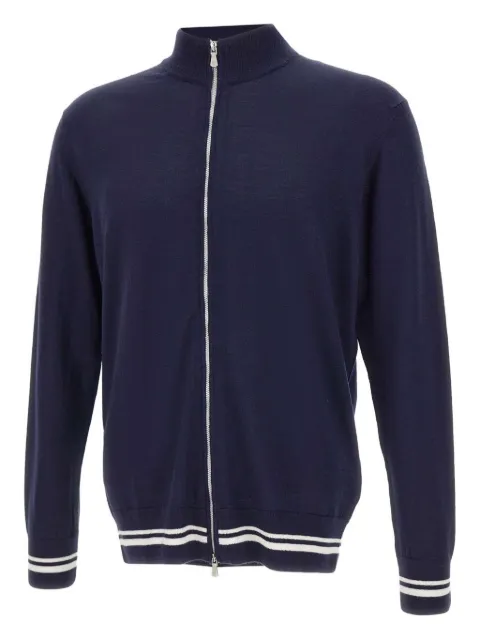 Eleventy stand-up collar zip-up cardigan