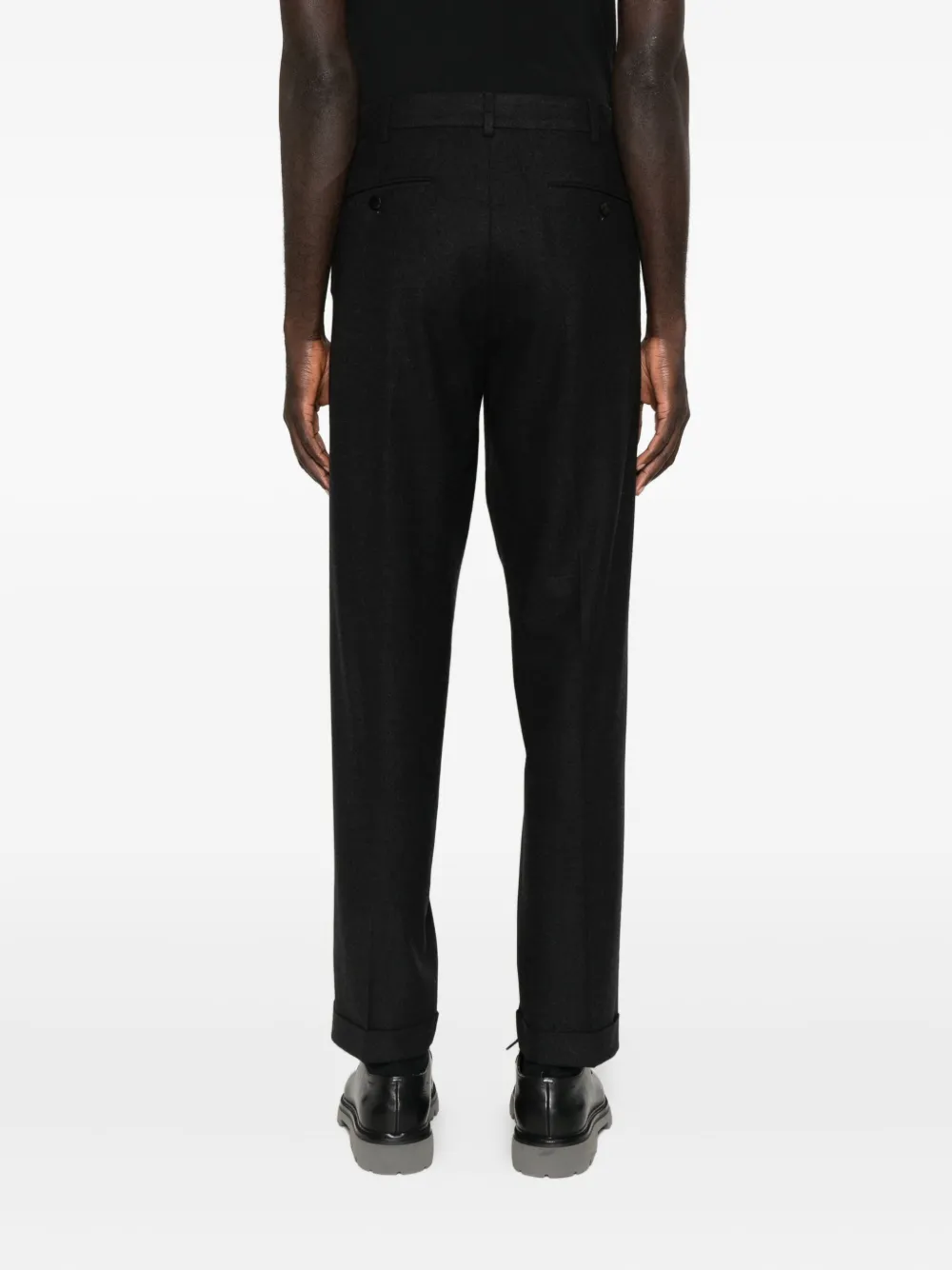 Cellar Door Cambridge Trousers Cuffed Hems In Black